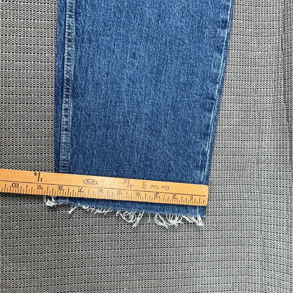 Free Assembly Womens Size 16 Blue Super High Rise Straight Jeans Distress Denim - Picture 9 of 12
